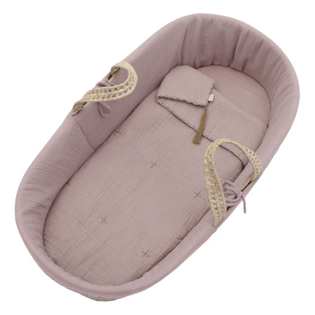 Organic cotton Bedding Set for Moses Basket Dusty Pink S007