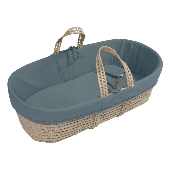 Parure pour couffin en gaze de coton bio | Ice Blue S032
