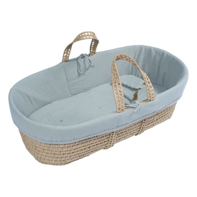 Organic cotton Bedding Set for Moses Basket Sweet Blue S046