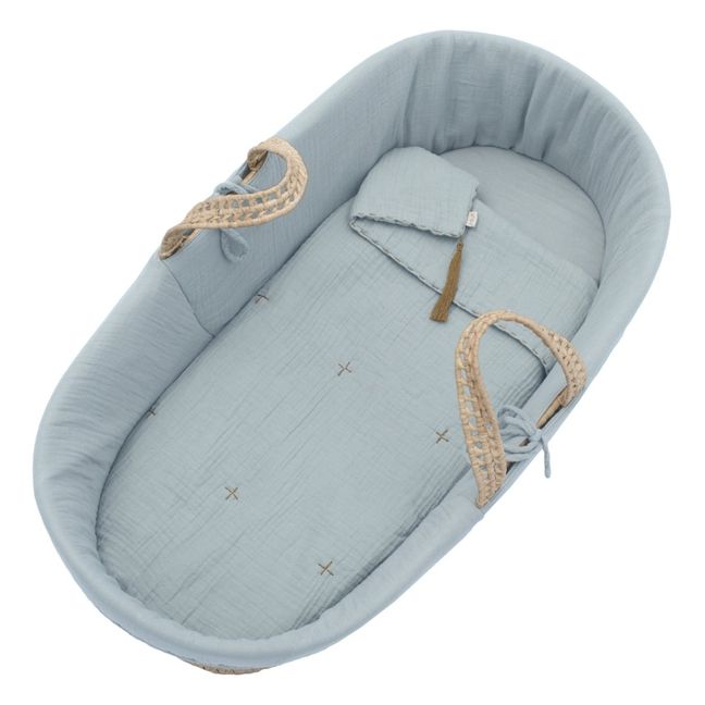Biancheria per cesta in cotone Bio | Sweet Blue S046