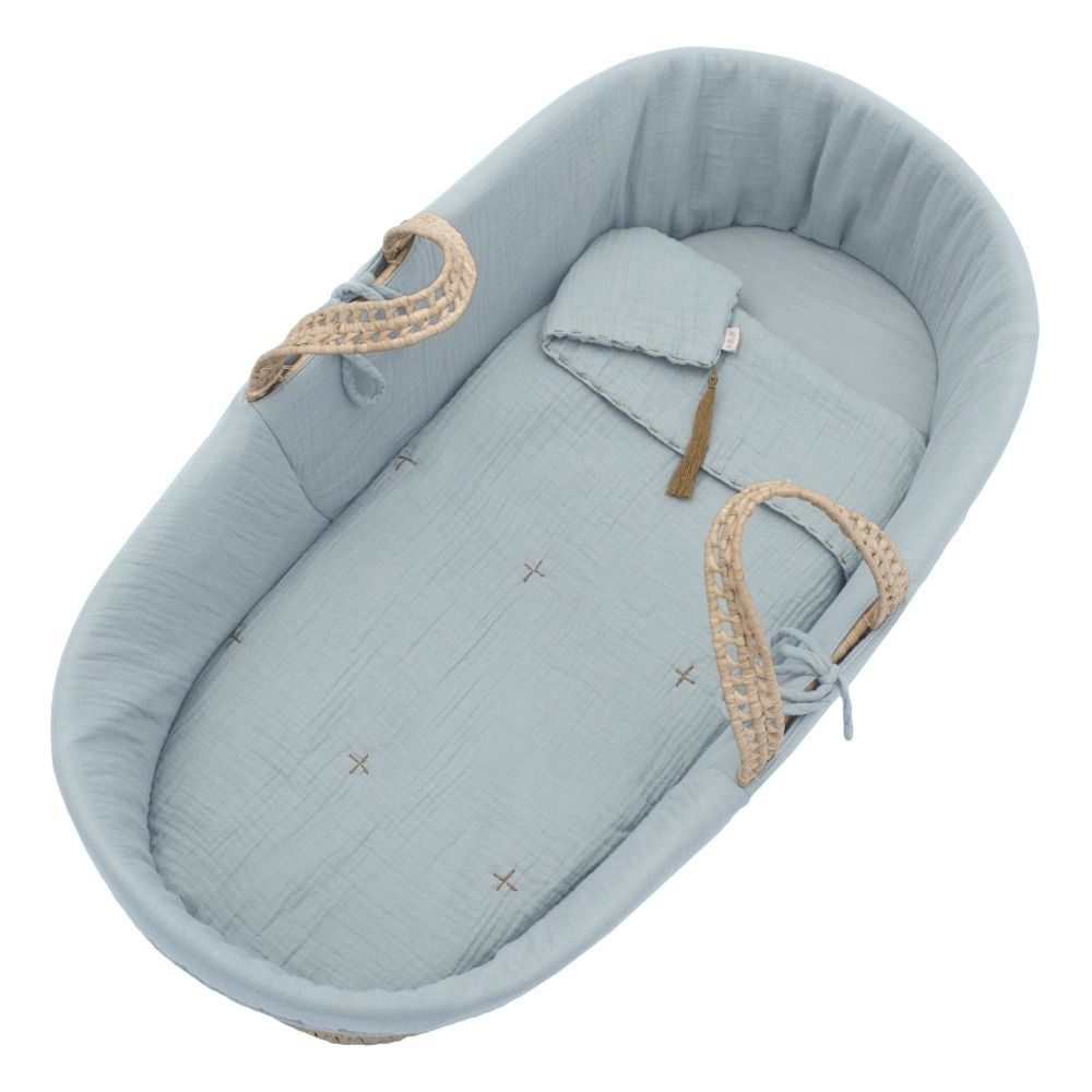 Moses Basket Sheet Sweet Blue S046 Numero 74 Design Baby