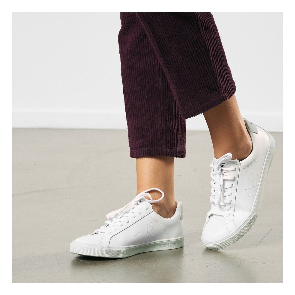 Low Esplar Leather Lace-Up Sneakers White- Product image n°2