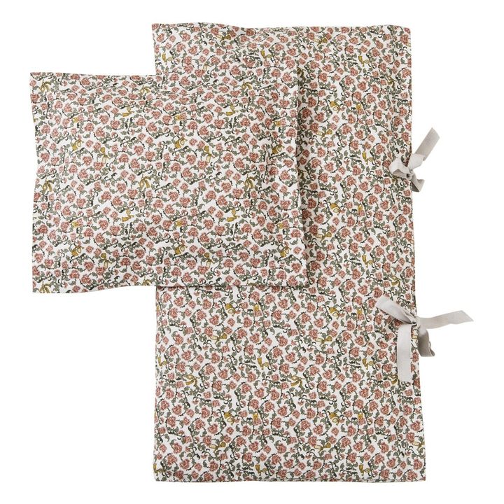 Floral Vine cotton percale bedding set | Pink- Product image n°0