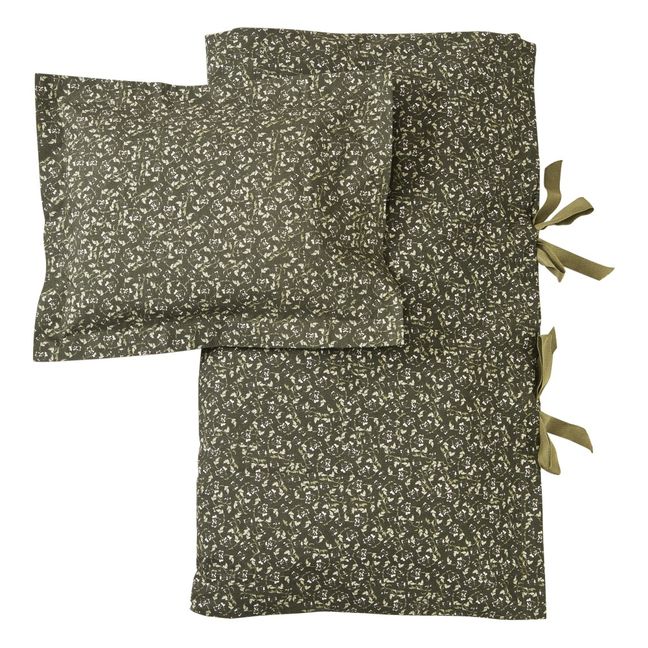 Floral Moss cotton percale bedding set | Green