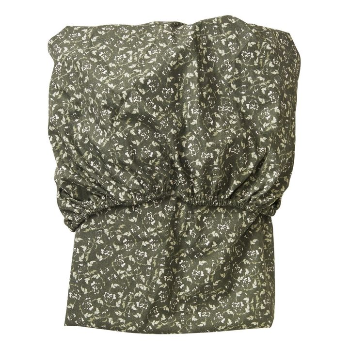 Drap-housse en percale de coton Floral Moss | Vert- Image produit n°0