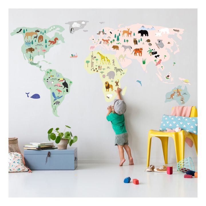 Pegatinas Mapa del mundo con animales- Imagen del producto n°1