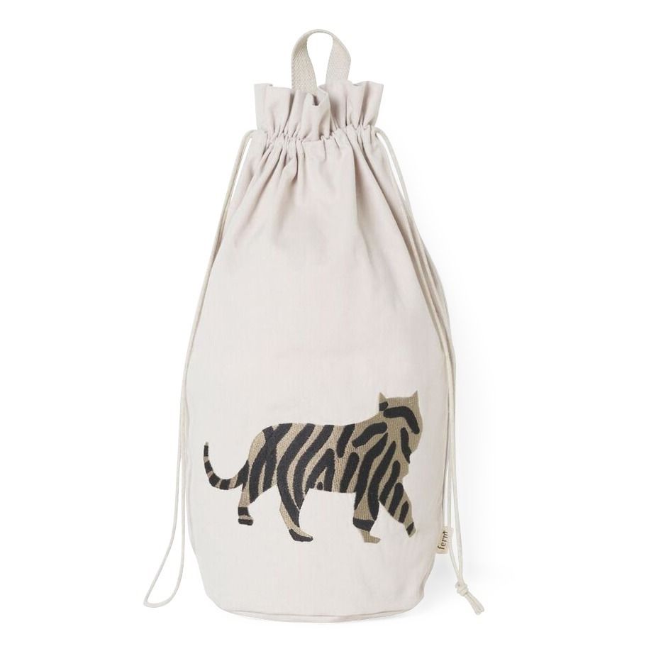 Tiger organic cotton storage bag Ecru- Product image n°0
