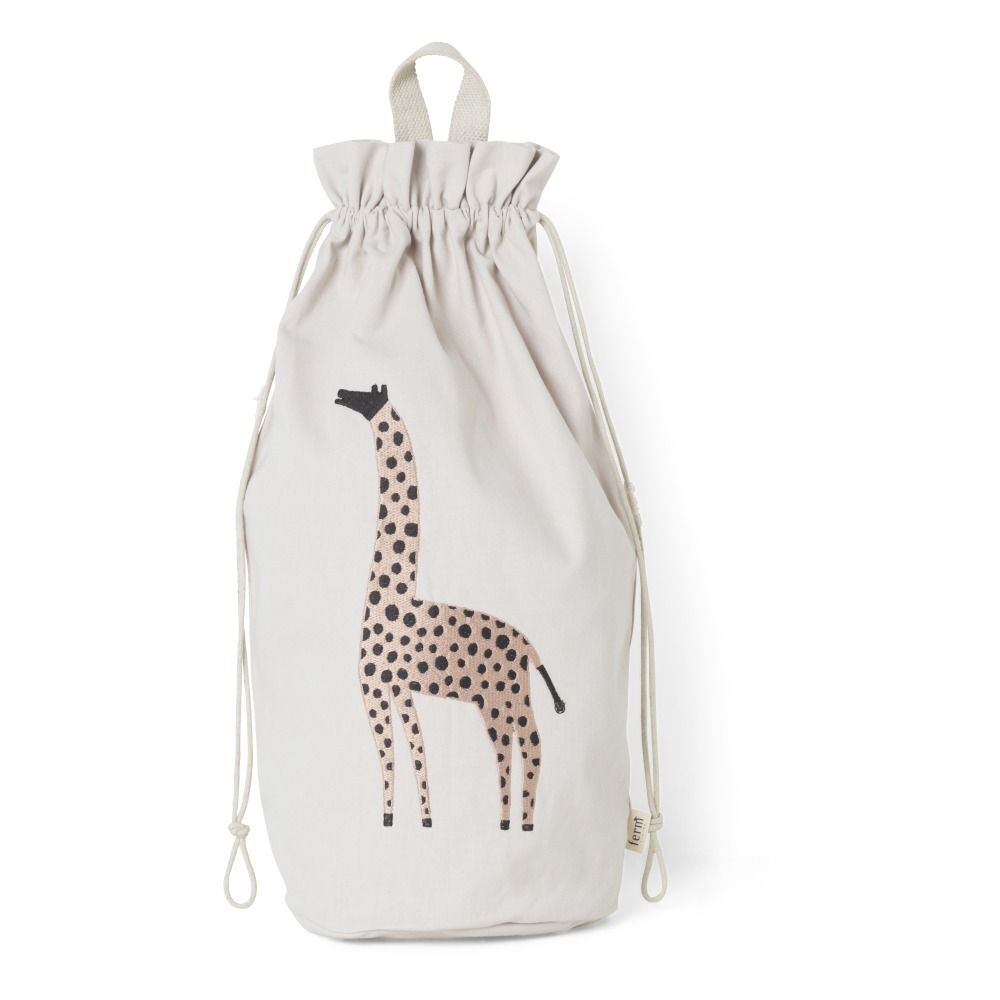 Giraffe organic cotton storage bag Ecru- Product image n°0