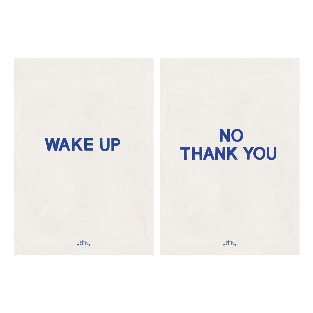 Hôtel Magique - Affiches A4 Wake up - No, thank you - Set de 2 - Bleu