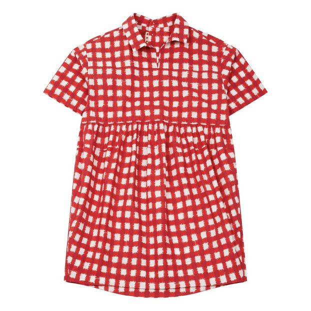 red checkered shirt dress