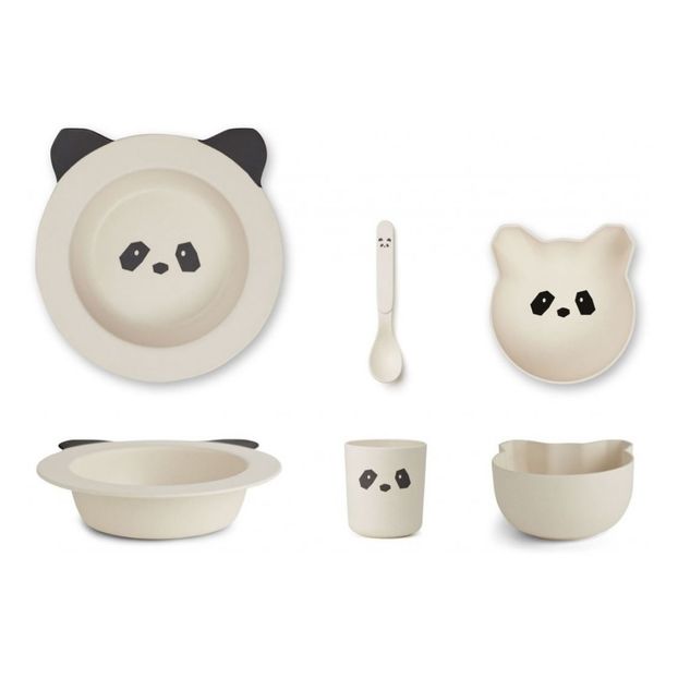 Set Vaisselle En Bambou Panda Set De 4 Creme Liewood Design