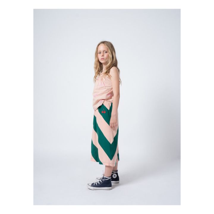 Cotton and linen midi skirt  | Green- Product image n°1