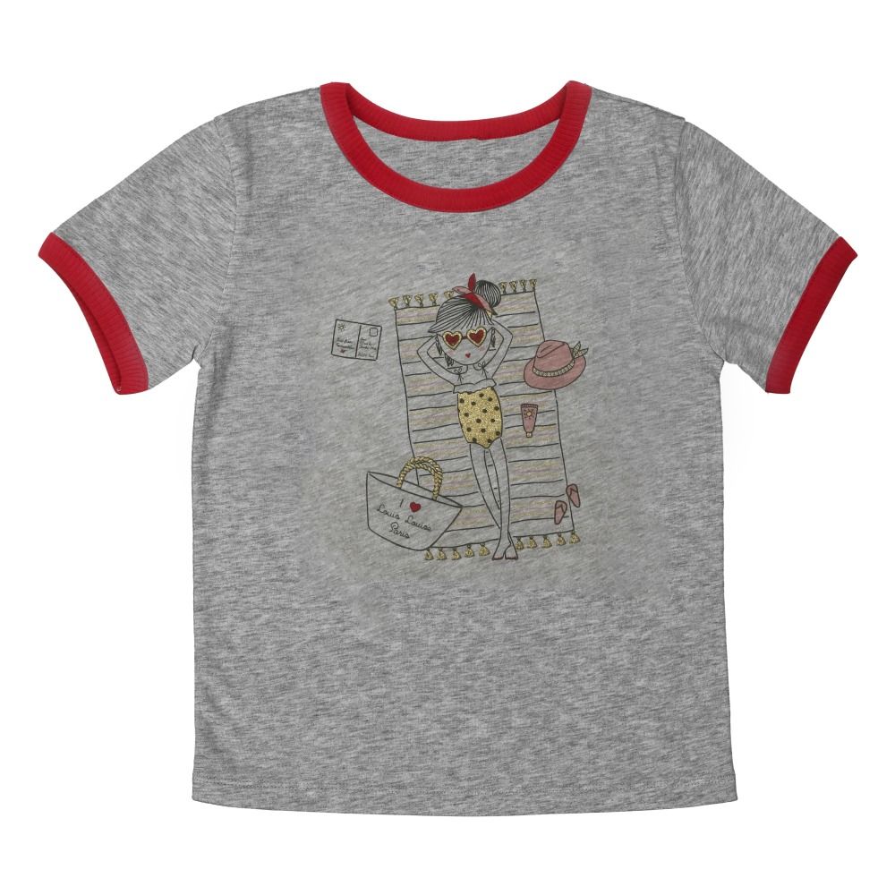 Louis Louise - T-Shirt USA - Fille - Gris chiné