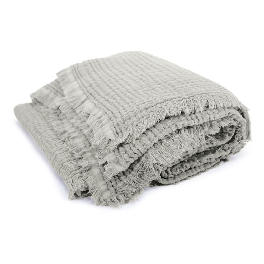 Blanket in doubled cotton gauze Almond green Autumn Design Adult