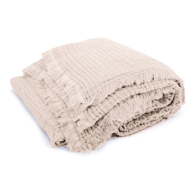 Blanket in doubled cotton gauze Ecru Autumn Design Adult