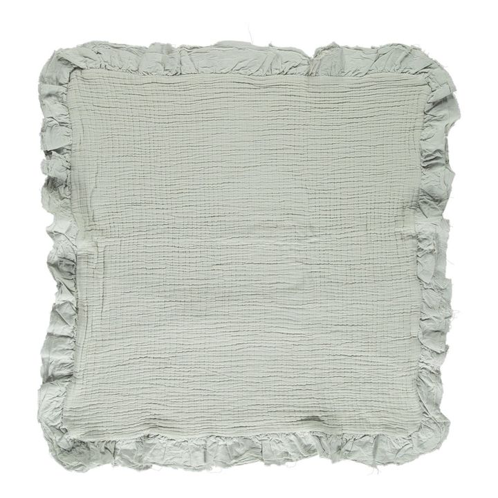 Cotton Muslin Frill Bed Set | Almond green- Product image n°4