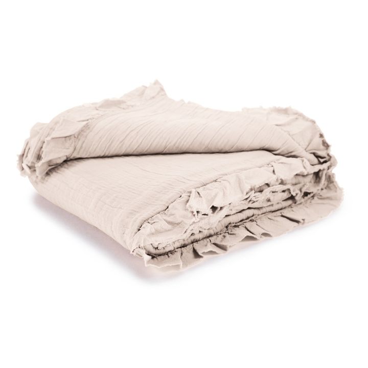 Juego de sábanas con volantes de gasa de algodón Crudo- Imagen del producto n°2