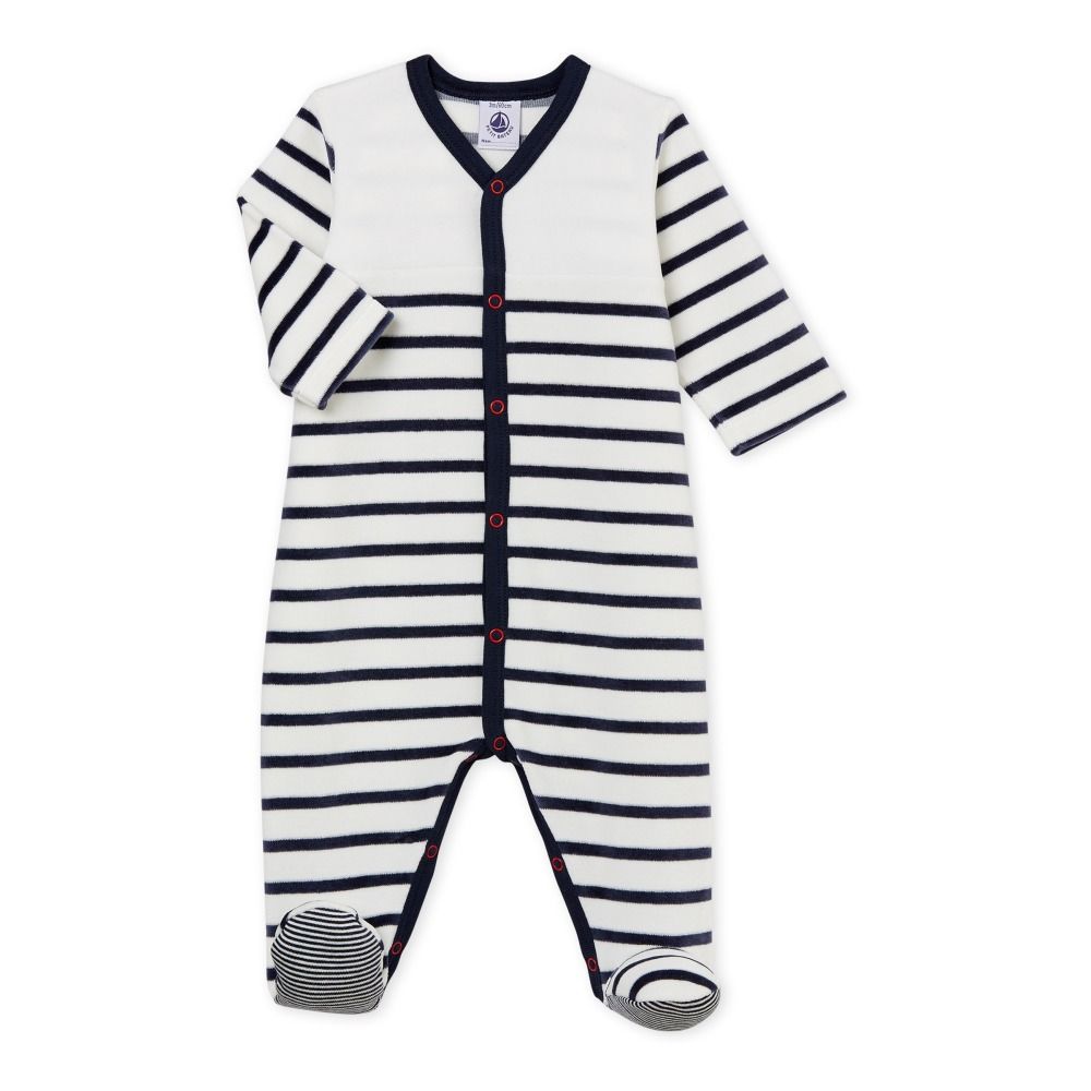 Belly Velour Pyjamas White Petit Bateau Fashion Baby Smallable