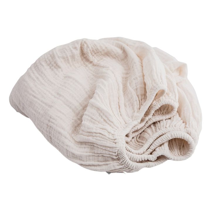 Drap-housse en mousseline de coton bio | Ecru- Image produit n°0