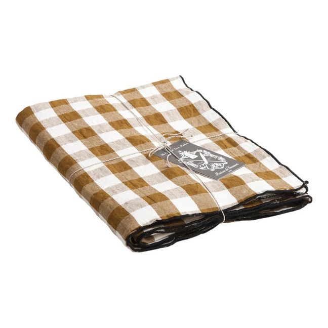 Mantel rectangular Bourdon negro lona mimi vichy | Vichy Épices