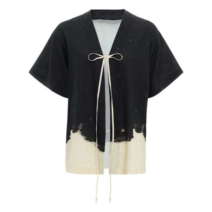 Little Creative Factory - Haiku cotton and linen kimono - Black | Smallable