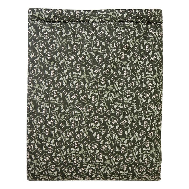 Plaid in percalle di cotone fiori Moss | Verde