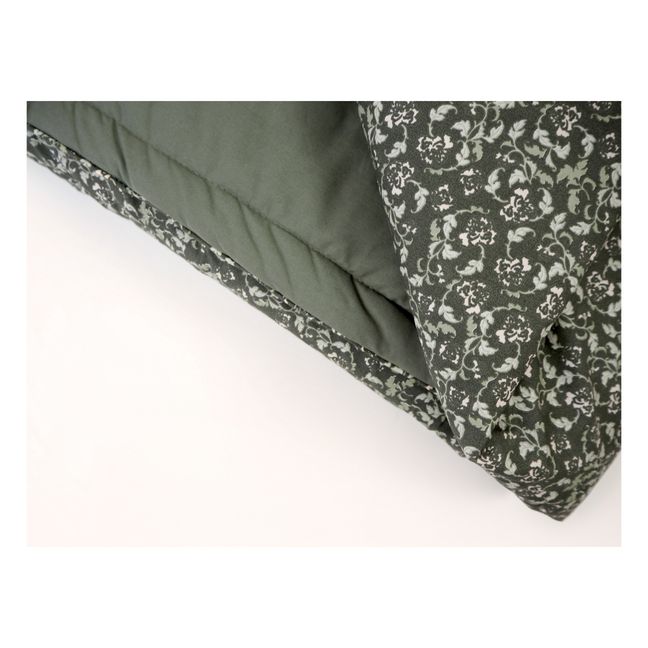 Floral Moss cotton percale plaid | Green