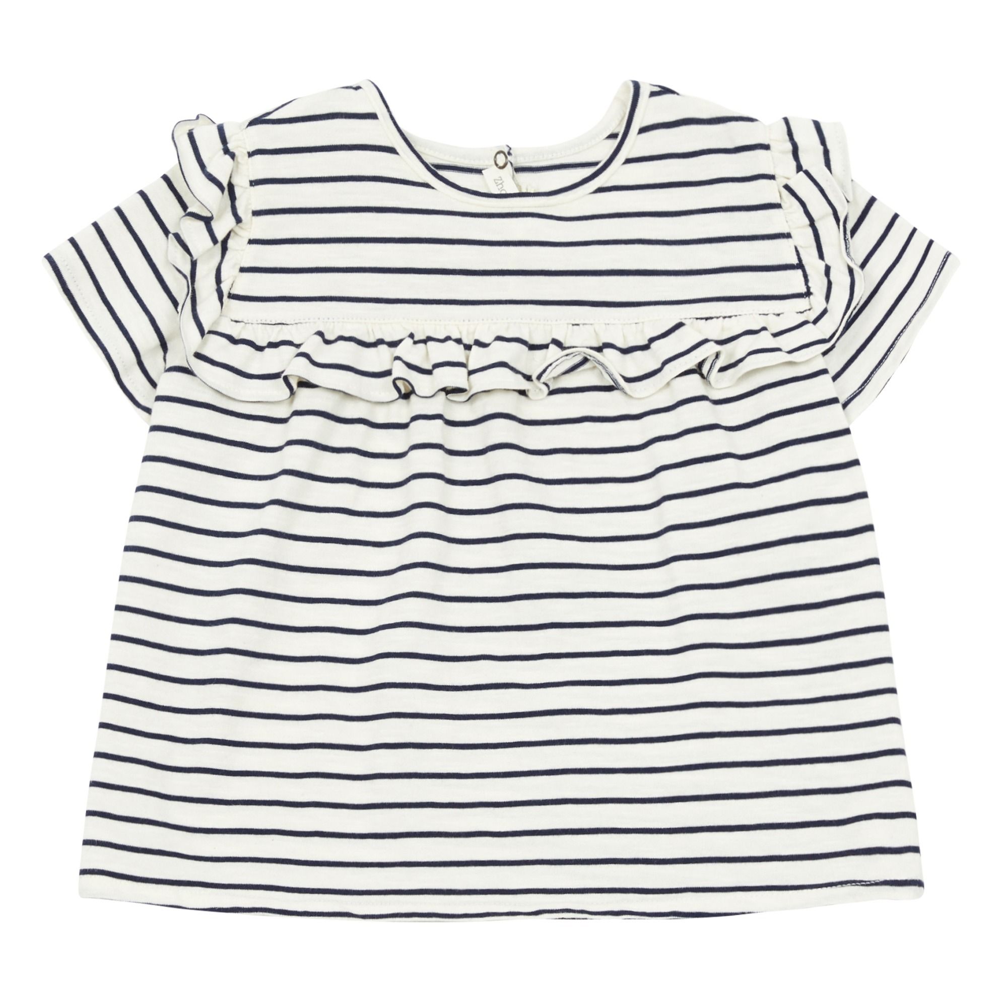 Zhoe & Tobiah - T-Shirt Rayé Volants - Fille - Bleu marine