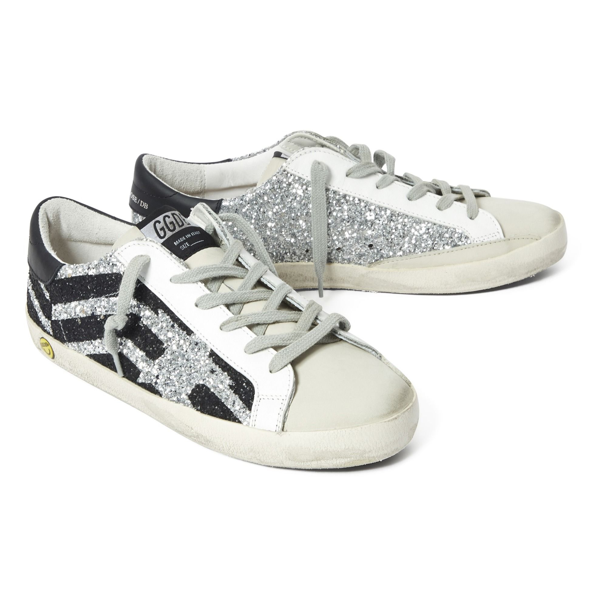 Scarpe Zebrate Superstar Argento Golden Goose Scarpe Teenager, Bebè, Bambino