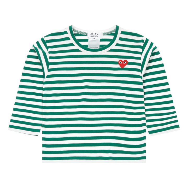 Comme Des Gar ons Play Kids striped heart T shirt Green