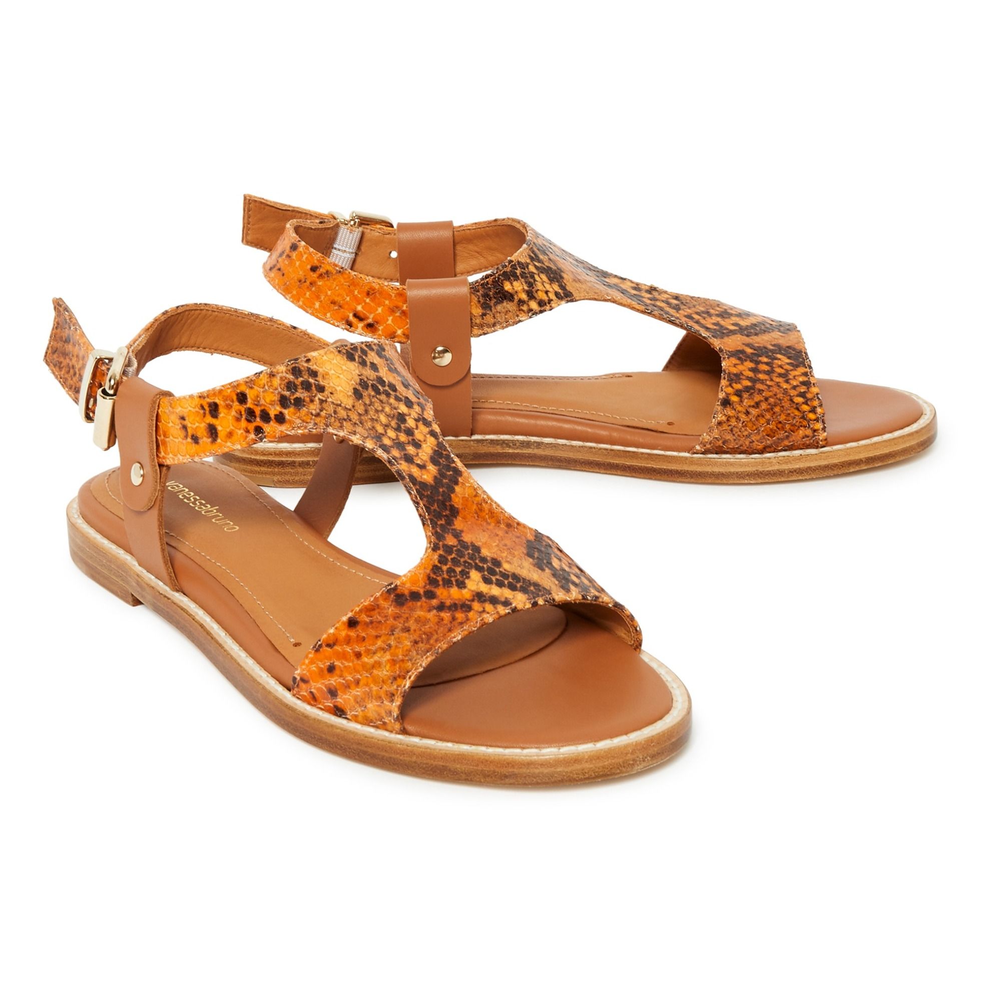 sandales plates orange