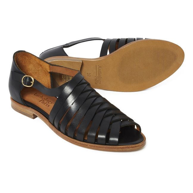 Kuala Leather Sandals Black