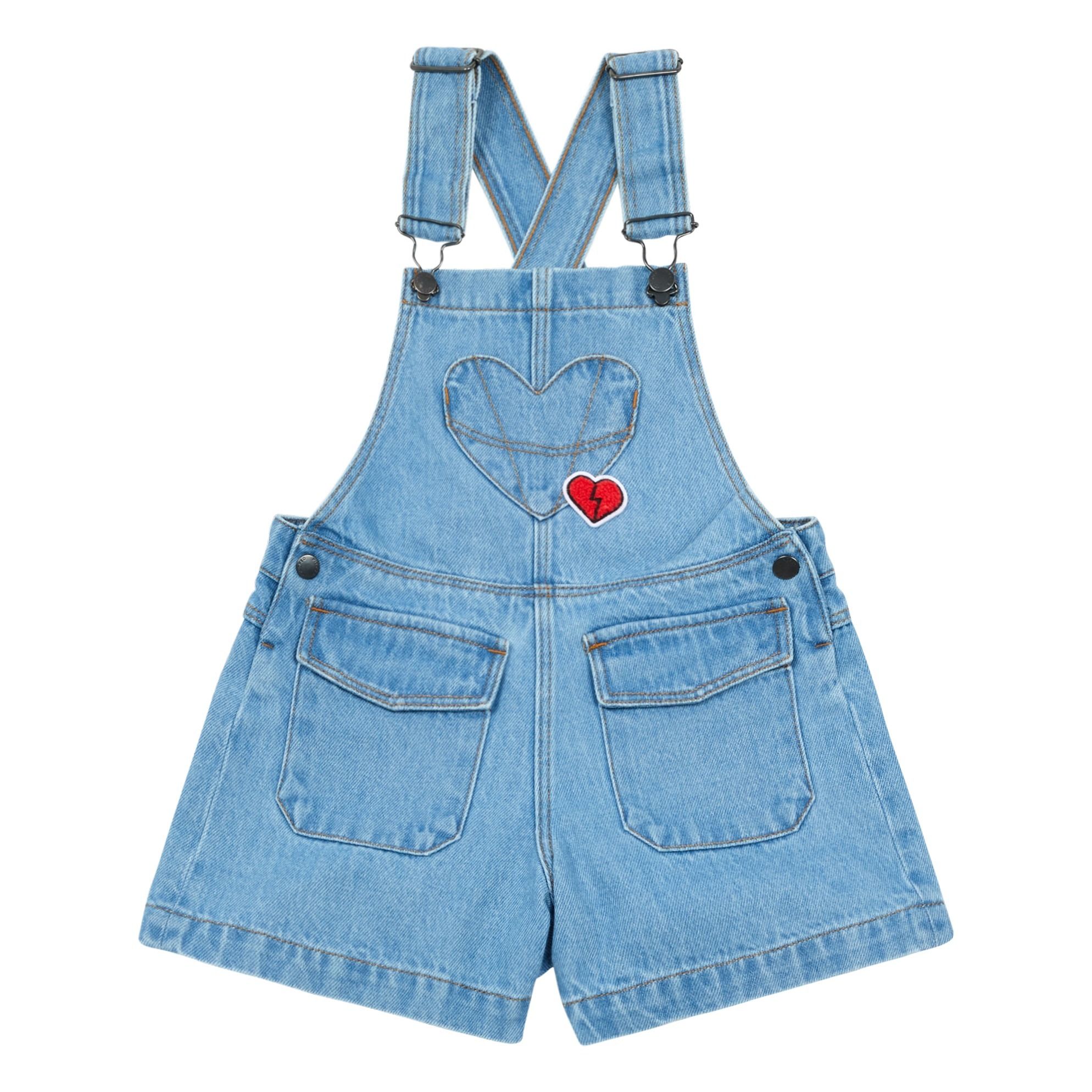 Hundred Pieces - Salopette Denim Heart - Fille - Vintage blue denim
