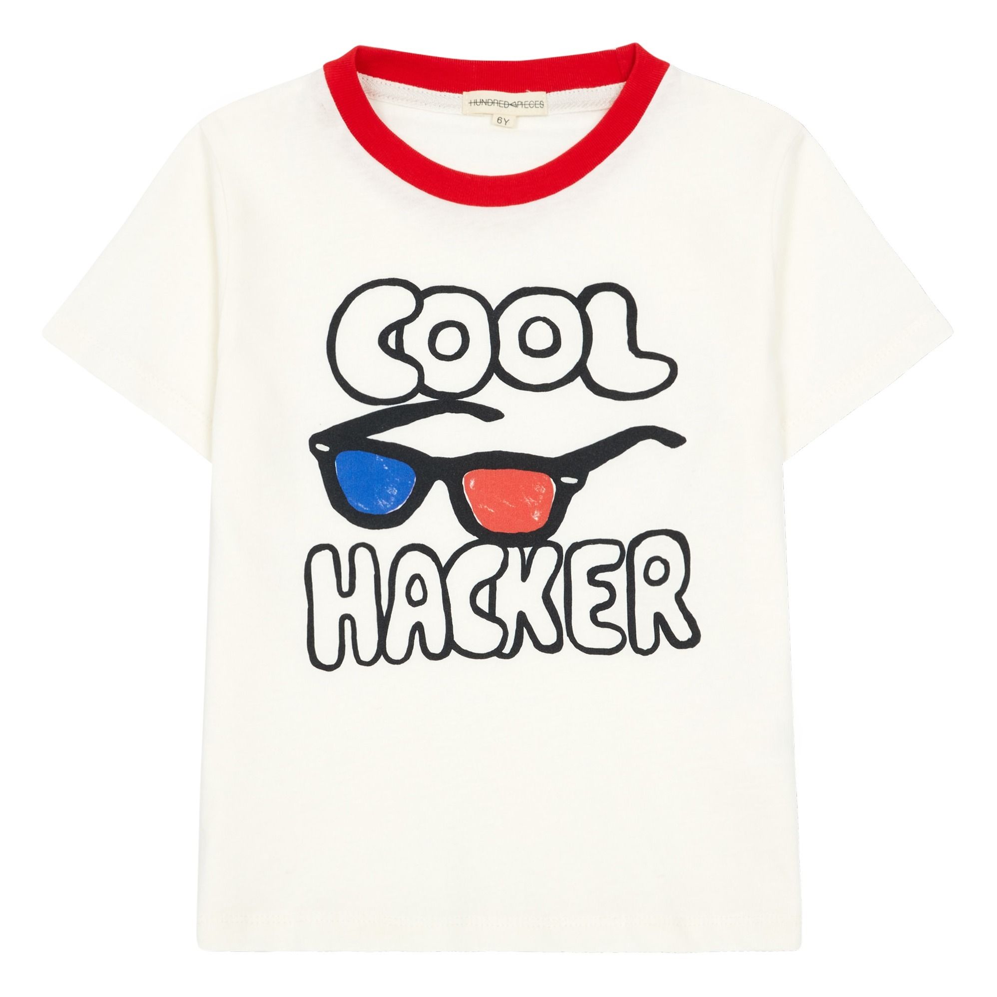 Hundred Pieces - T-shirt Cool Hacker - Garçon - Blanc cassé