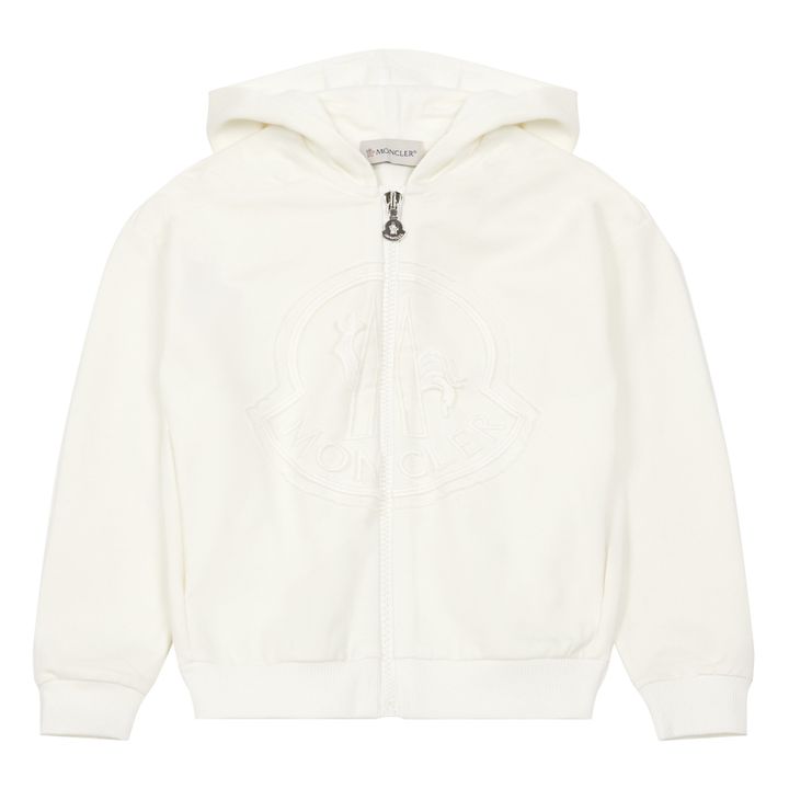 Moncler Enfant White Raised Stamp Logo Zip Through Top Age 6