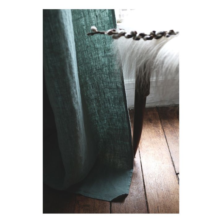 Washed linen rod pocket or clip ring curtains | Faded Blue- Product image n°1