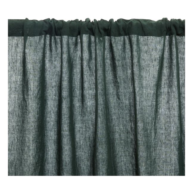 Cortina con funda o cortina de pinzas Lino lavado Verde hoja