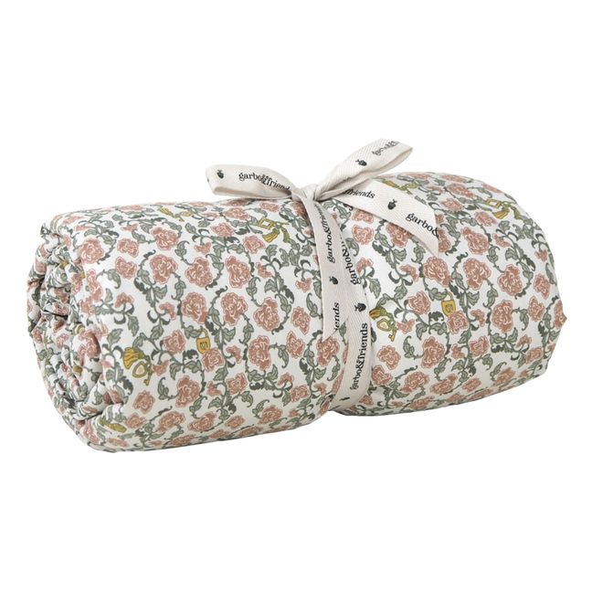 Plaid in percalle di cotone fiori Vino | Rosa