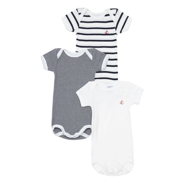 Striped Baby Grows - Set of 3 Navy blue