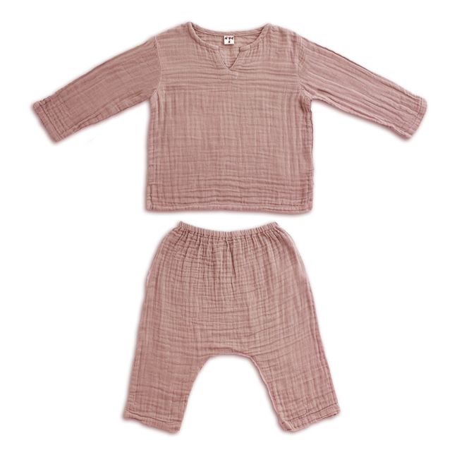 Zac organic cotton top + trouser set Dusty Pink S007