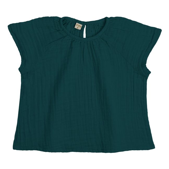 Blouse Coton Bio Clara | Teal Blue S022