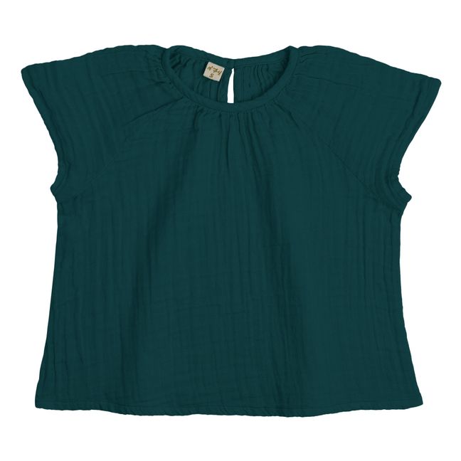 Clara organic cotton blouse | Teal Blue S022