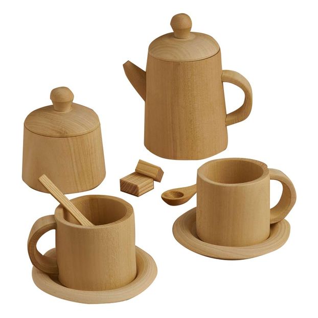 natural wooden tea set