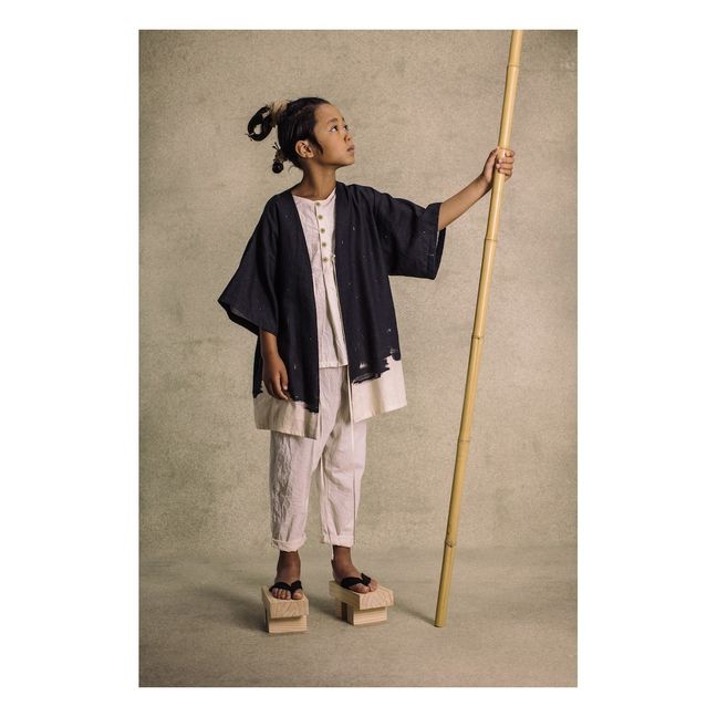 Haiku cotton and linen kimono Black