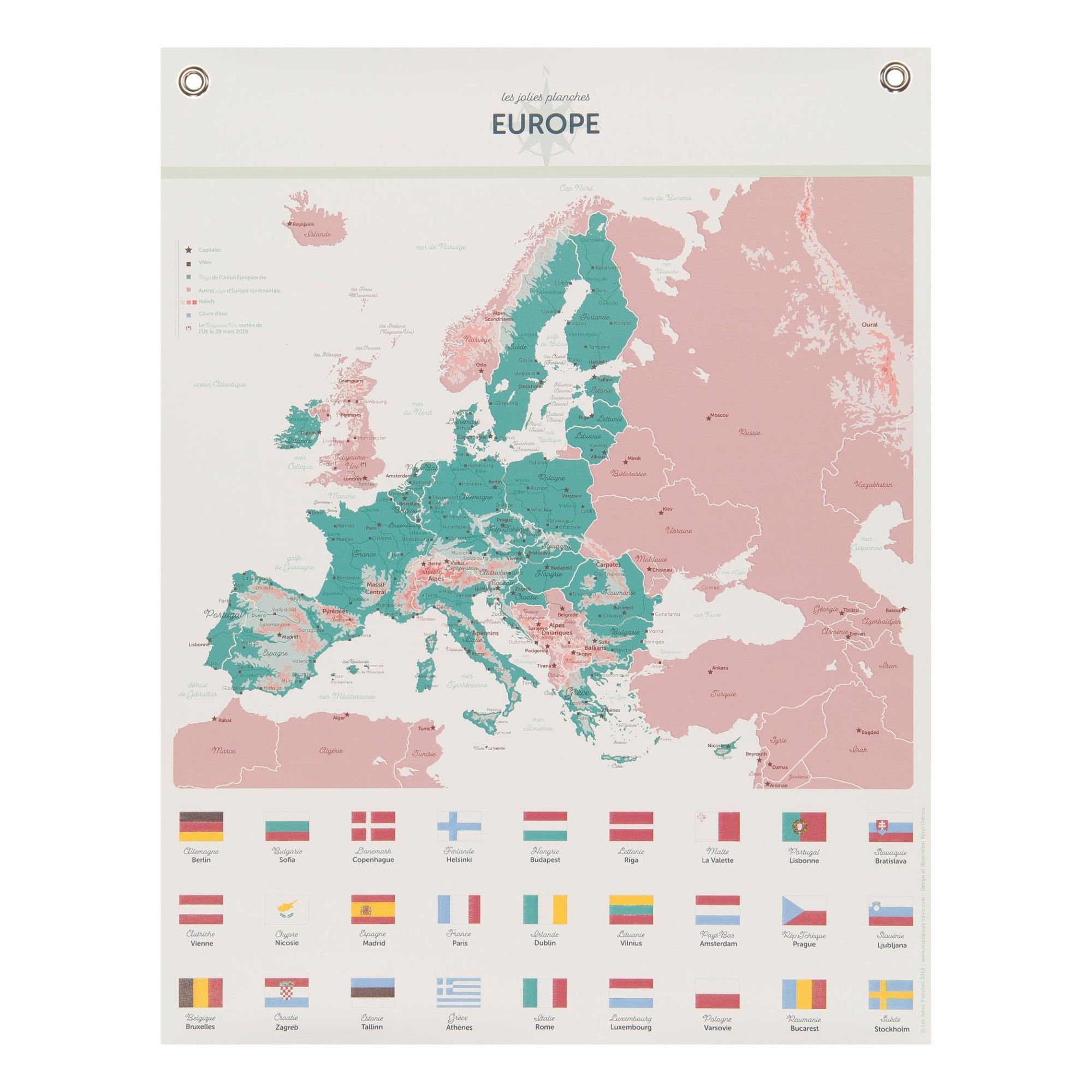 Les Jolies Planches - Planche Europe 70x90 cm - Multicolore