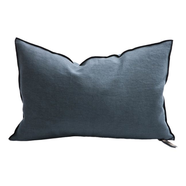 Kissen Vice Versa Black Line aus Leinen  | Tintenfarbe