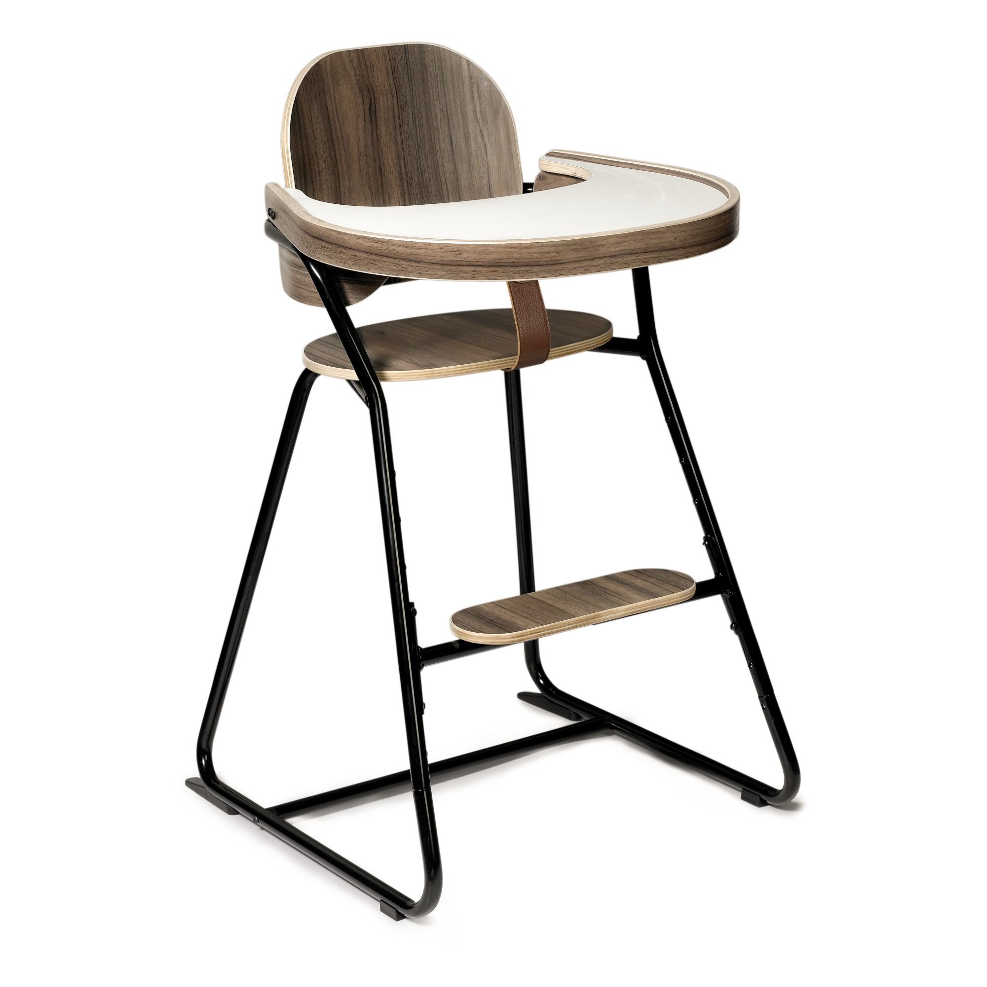 Chaise haute avec tablette Tibu, structure métal et bois, Chaise haute avec tablette Tibu, structure métal et bois,