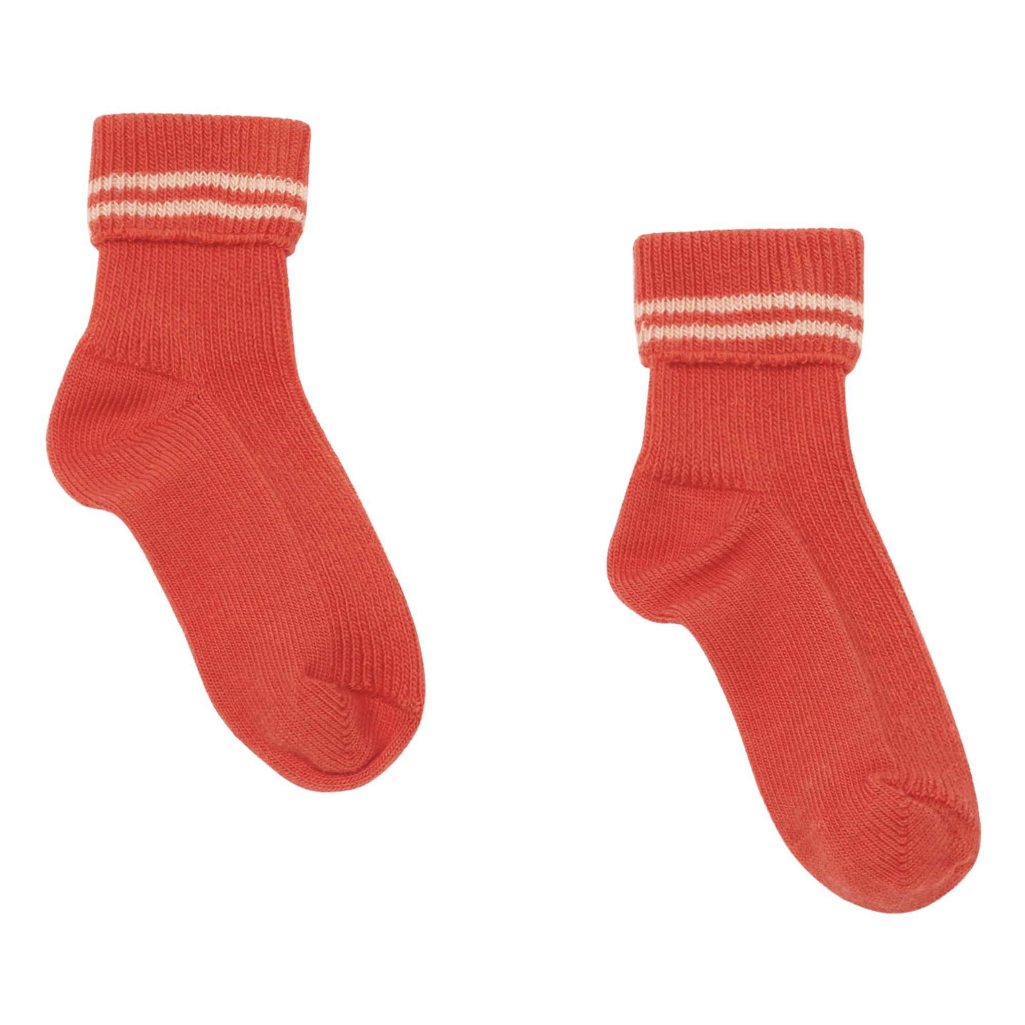 Caramel - Chaussettes Côtelées - Fille - Rouge framboise