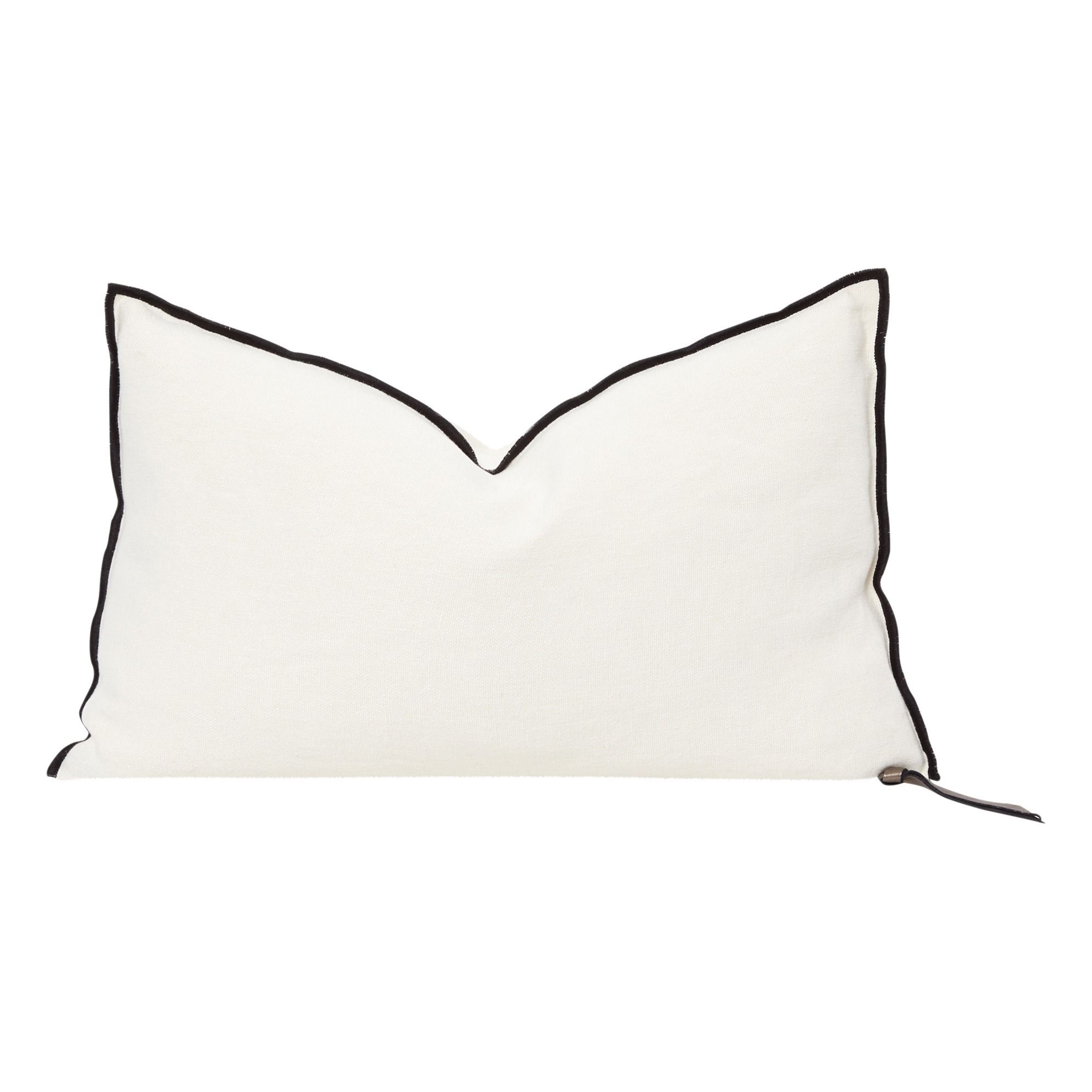 Maison de vacances - Coussin Vice Versa Black Line en lin stone washed - Crème
