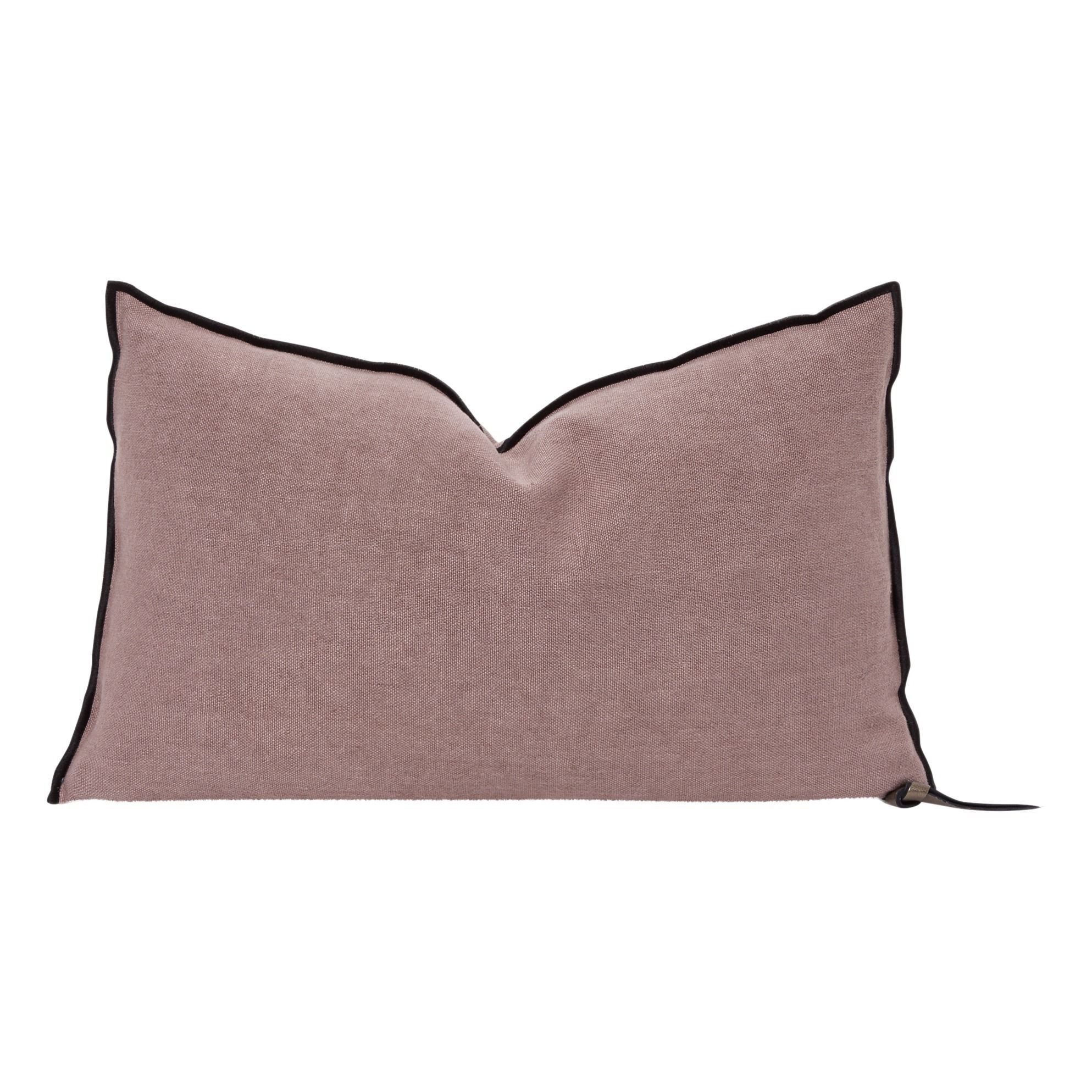 Maison de vacances - Coussin Vice Versa Black Line en lin stone washed - Bruyère